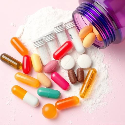 An assortment of various vitamin and mineral supplements in different forms, such as capsules, tablets, and powders.
