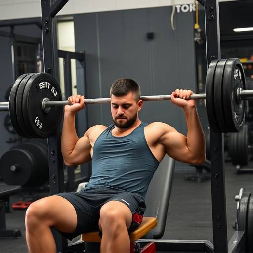Person performing a bench press during an intermediate strength training session
